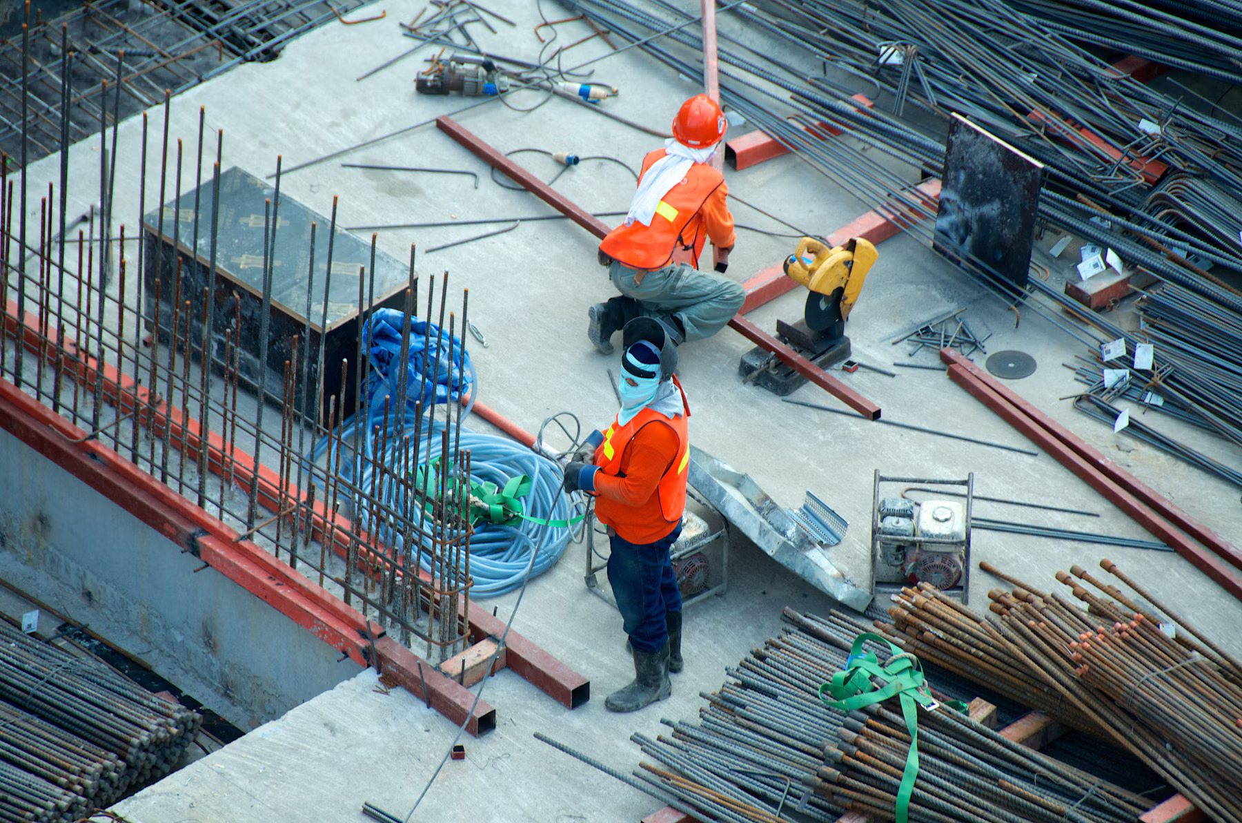 Construction crew working on an active jobsite